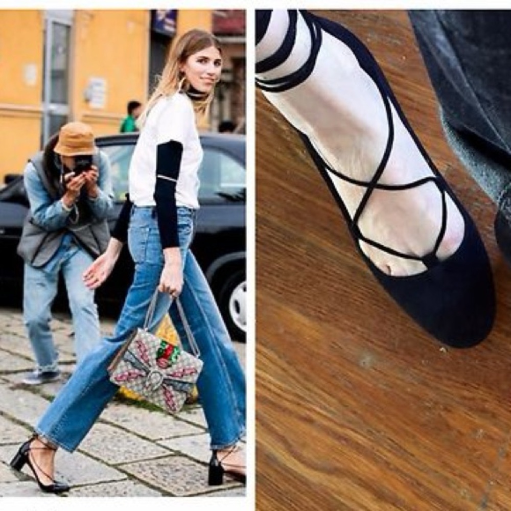 Miu Miu Black Suede Block Heel Ankle Wrap Pumps